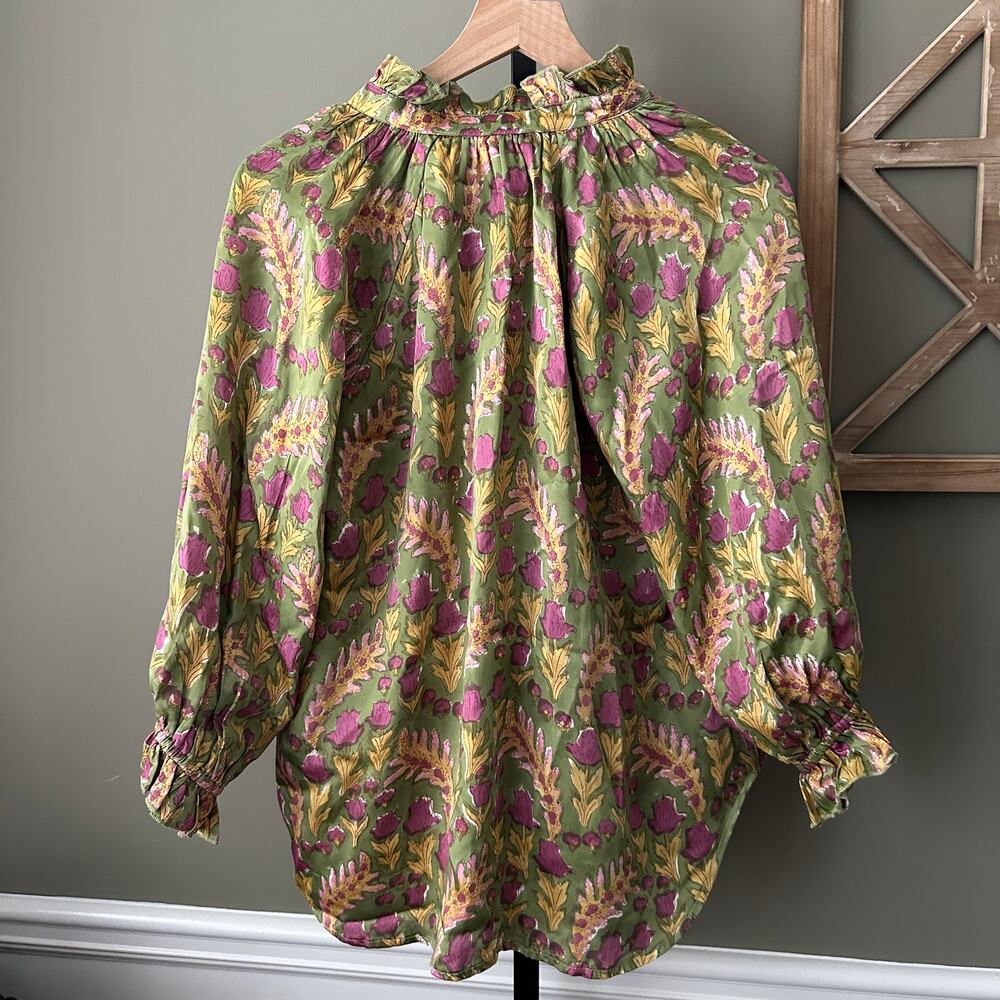 Clara The Label by Victoria Dunn Green Floral Button Down - L - Picture 5 of 6